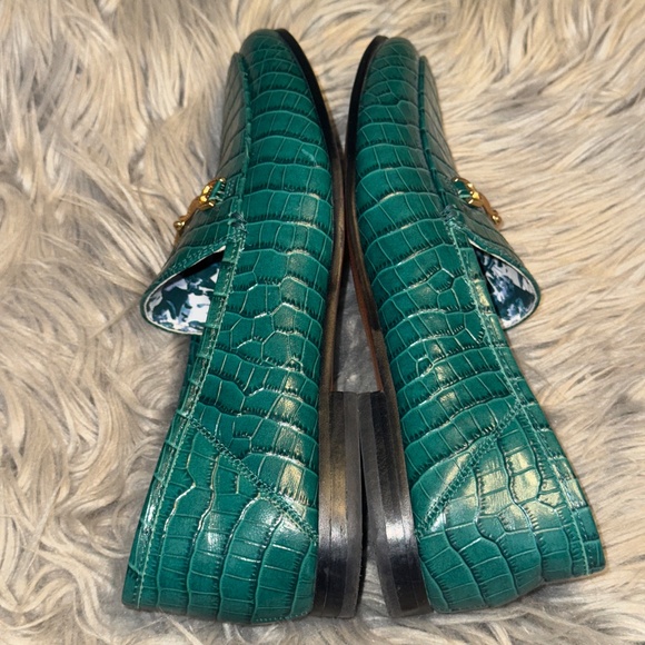 EUC Sam Edelman Loraine Green Tailored Loafers Croc Gator Print Size 8.5 - Picture 5 of 11